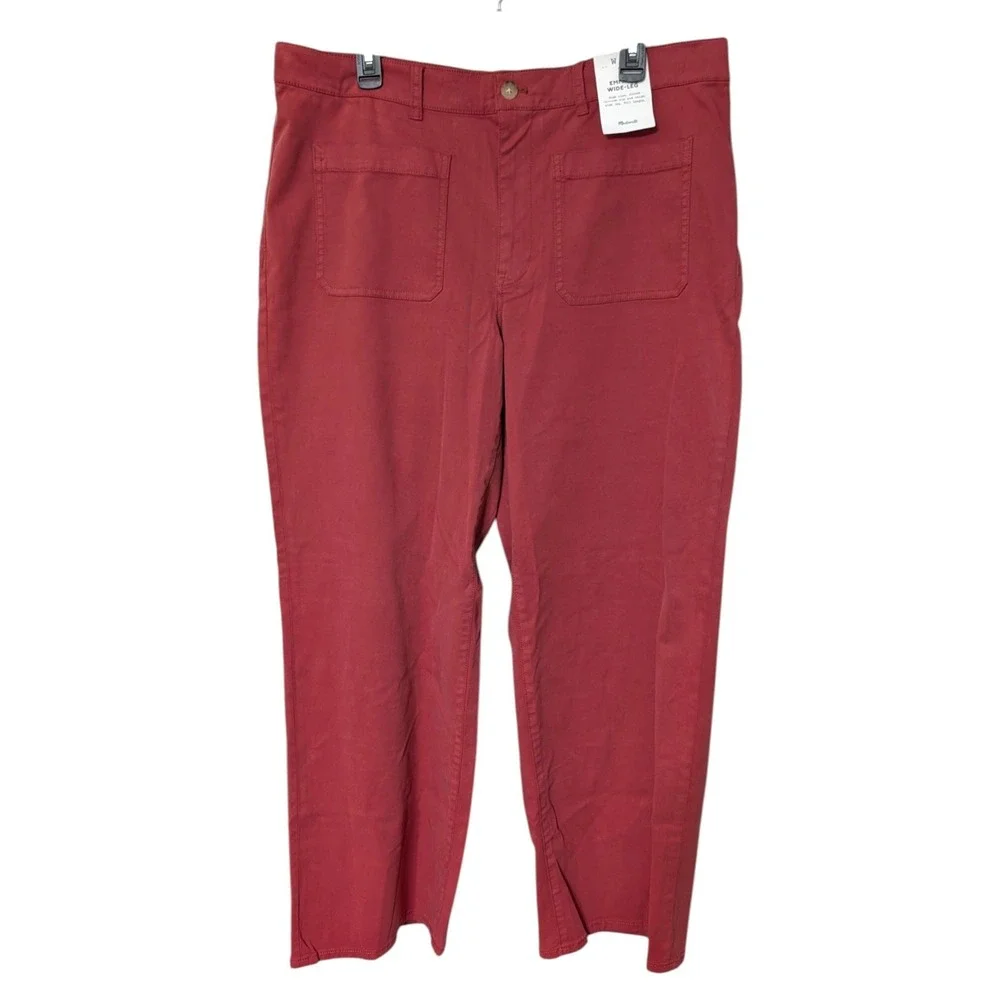 Madewell Emmett Wide-Leg Patch Pocket Pants Antique Rose Red Size 33‎ NEW